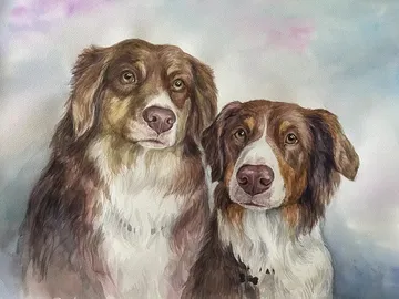 Custom Pet Portrait: Two Pets - One Painting